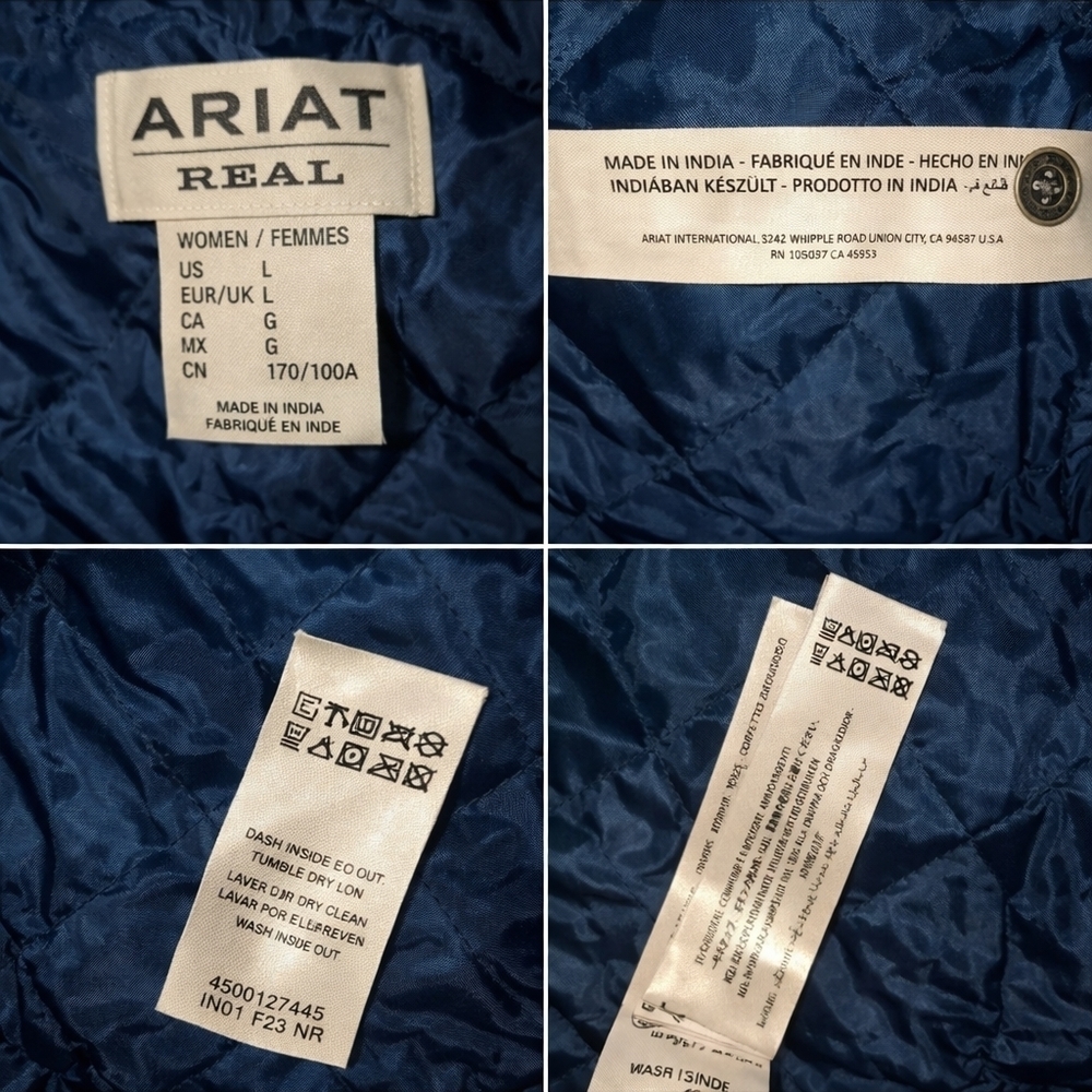 Ariat Baja Jacquard Shirt Jacket Women’s Large Quilted Chore Workwear Southwest - Picture 7 of 12
